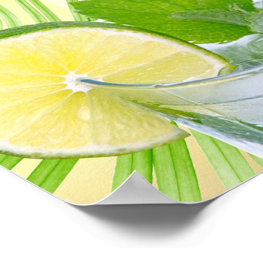 Beach Wedding Mojito Weinpalme Open Bar Menu Poster (Ecke)