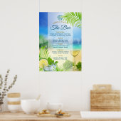 Beach Wedding Mojito Weinpalme Open Bar Menu Poster (Küche)