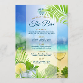 Beach Wedding Mojito Wine Grapes Palm Offenes Bar Menükarte