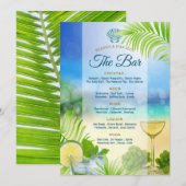 Beach Wedding Mojito Wine Grapes Palm Offenes Bar Menükarte (Vorne/Hinten)