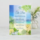 Beach Wedding Mojito Wine Grapes Palm Offenes Bar Menükarte (Stehend Vorderseite)