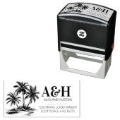 Beach Wedding Monogram Elegant Simple Palm Tree Permastempel (Beispiel)