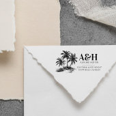 Beach Wedding Monogram Elegant Simple Palm Tree Permastempel