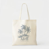 Beach Wedding Monogram Elegant Simple Palm Tree Tragetasche (Vorne)