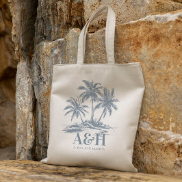 Beach Wedding Monogram Elegant Simple Palm Tree Tragetasche