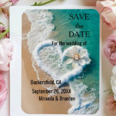 Beach Wedding Monogram Hearts in the Sand Magnet