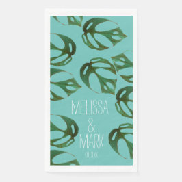 Beach Wedding Monstera Paare Name Serviette