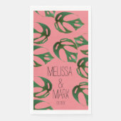 Beach Wedding Monstera Paare Name Serviette (Vorderseite)