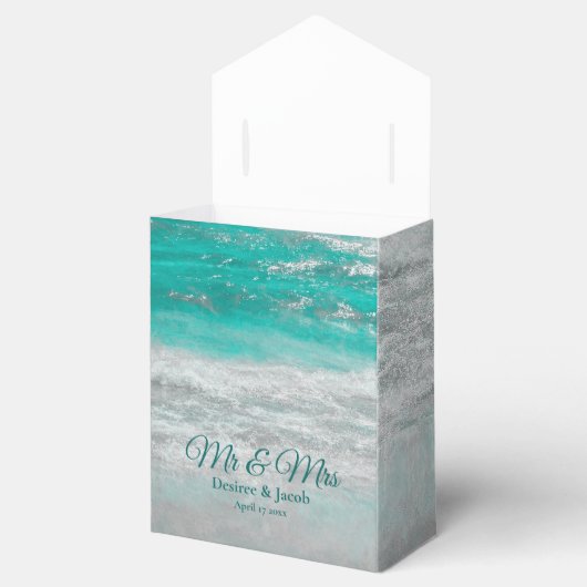 Beach Wedding Mr. and Mrs. Turquoise Tropical Ocea Geschenkschachtel (Geöffnet)
