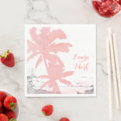Beach Wedding Napkins Coral Palm Trees Wood Serviette (Beispiel)
