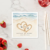 Beach Wedding Napkins mit Sand Heart Design Serviette (Beispiel)