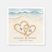 Beach Wedding Napkins mit Sand Heart Design Serviette (Vorderseite)