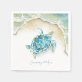 Beach Wedding Napkins Ocean Sea Turtle Serviette (Vorderseite)