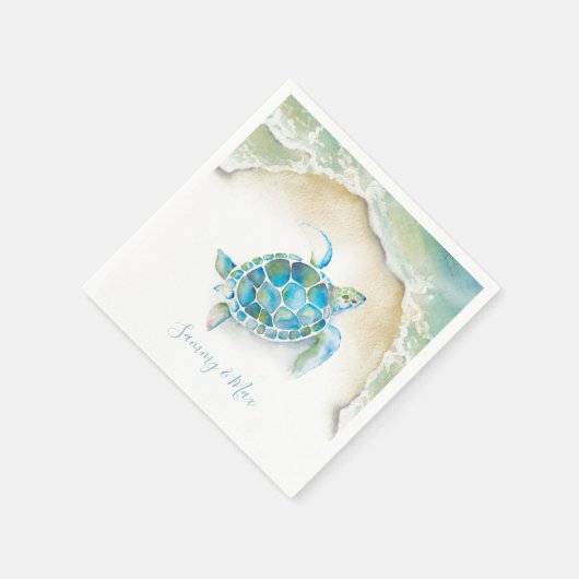 Beach Wedding Napkins Ocean Sea Turtle Serviette (Ecke)