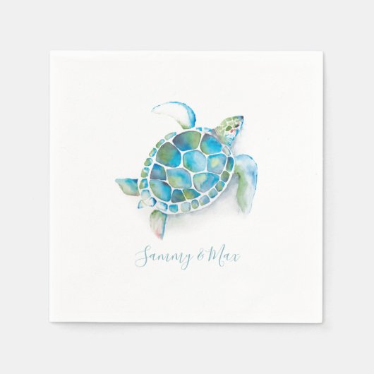 Beach Wedding Napkins Sea Turtle Serviette (Vorderseite)