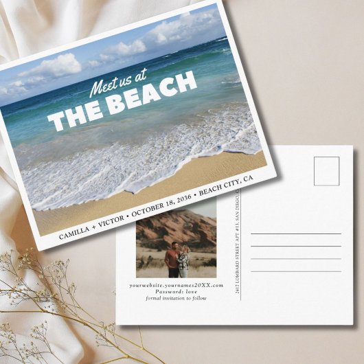 Beach Wedding Ocean Foto Save the Date Postkarte