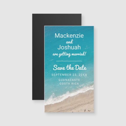 Beach Wedding Ocean Save the Date Mini Magnet (Vorne/Hinten)