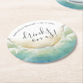 Beach Wedding Ocean Shore Custom Drink Coasters Runder Pappuntersetzer (Angewinkelt)