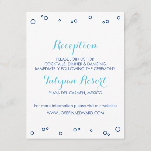 Beach Wedding Ocean Waves Empfang Card Begleitkarte (Vorderseite)