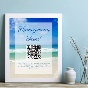 Beach Wedding Ocean Waves Foto Honeymoon Fund Poster