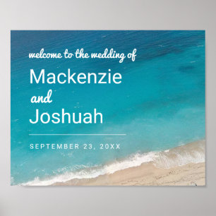Beach Wedding Ocean Waves Willkommen Poster
