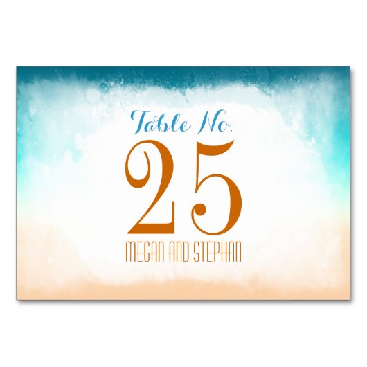 Beach Wedding Ombre Tischnummer Cards Platzkarten (Rückseite)