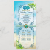 Beach Wedding Order of Ceremony Entourage Emerald Programm (Vorne/Hinten)