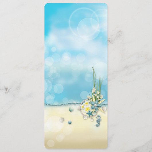 Beach Wedding Order of Ceremony Entourage Gem Bow Programm (Rückseite)