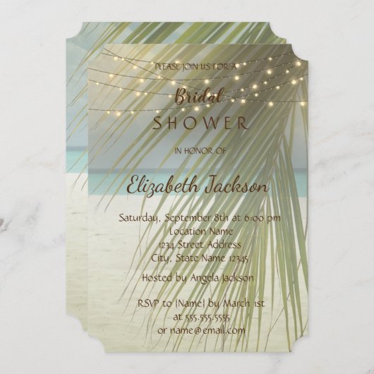 Beach Wedding Palm Blätter Brautparty Einladung (Vorne/Hinten)
