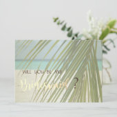 Beach Wedding Palm Blätter Bridesmaid Card Einladung (Stehend Vorderseite)