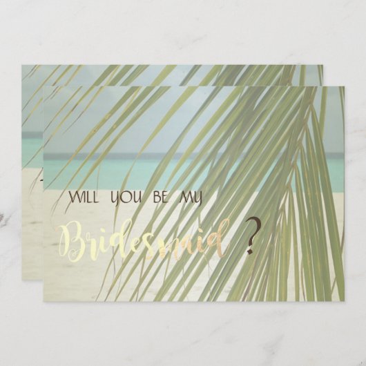 Beach Wedding Palm Blätter Bridesmaid Card Einladung (Vorne/Hinten)