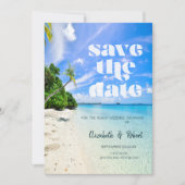 Beach Wedding Palm Boat Save the Date (Vorderseite)