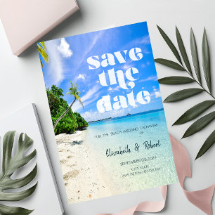 Beach Wedding Palm Boat Save the Date