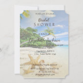Beach Wedding, Palm, Seastar Brautparty Einladung (Vorderseite)