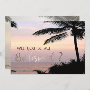 Beach Wedding Palms Sunset Bridesmaid Card Einladung