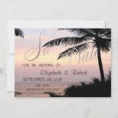 Beach Wedding Palms Sunset Save the Date (Vorderseite)