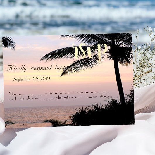 Beach Wedding Palms Sunset UAWG Einladung