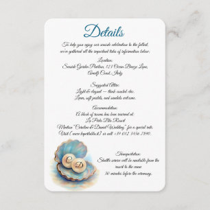 Beach Wedding Pearls Muschel Elegantes Ocean Thema Begleitkarte