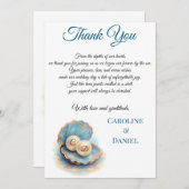 Beach Wedding Pearls Muschel Elegantes Ocean Thema Dankeskarte (Vorne/Hinten)