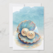 Beach Wedding Pearls Muschel Elegantes Ocean Thema Einladung (Rückseite)