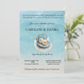Beach Wedding Pearls Muschel Elegantes Ocean Thema Einladung (Stehend Vorderseite)