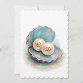 Beach Wedding Pearls Muschel Elegantes Ocean Thema Einladung (Rückseite)