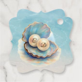 Beach Wedding Pearls Muschel Elegantes Ocean Thema Geschenkanhänger (Rückseite)