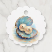 Beach Wedding Pearls Muschel Elegantes Ocean Thema Geschenkanhänger (Rückseite)
