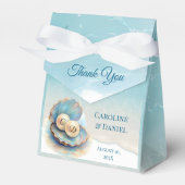 Beach Wedding Pearls Muschel Elegantes Ocean Thema Geschenkschachtel (Vorderseite)