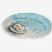 Beach Wedding Pearls Muschel Elegantes Ocean Thema Pappteller (Schrägansicht)