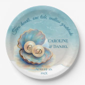 Beach Wedding Pearls Muschel Elegantes Ocean Thema Pappteller (Vorderseite)
