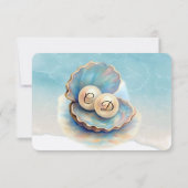 Beach Wedding Pearls Muschel Elegantes Ocean Thema Save The Date (Rückseite)