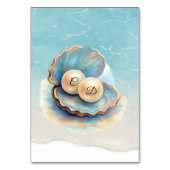 Beach Wedding Pearls Muschel Elegantes Ocean Thema Tischnummer (Rückseite)