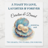 Beach Wedding Pearls Muschel Elegantes Theme Gi Weinetikett (Einzelnes Label)